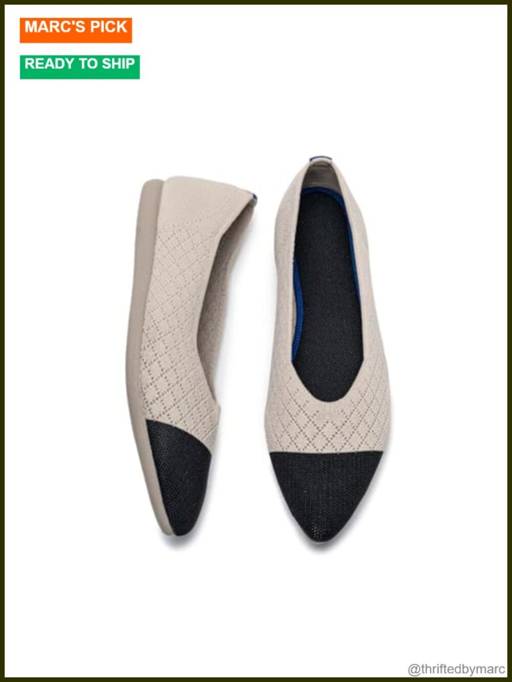 Women's Comfortable Knit Ballet Flats Pointed Toe Slip On Dress Shoes Non-Slip